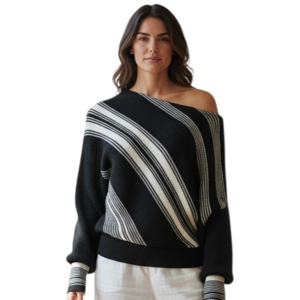 Free People Asymmetrical Spectrum Stripe Womens size Small Oversized Casual Top